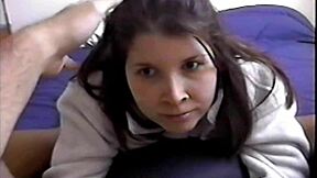 Big Tits Brunette Strips and Sucks Off Her Best Friend's Boyfriend