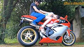Brazilian couple's passionate first time on two wheels and four