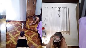 Mirella's provocative striptease in custom clothes