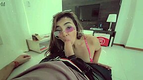 Young blonde gives a good blowjob in hotel room