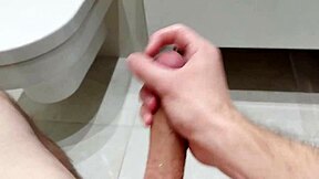 Bathroom solo session with big cock