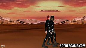 Naughty 3D cartoon redhead gives a passionate blowjob