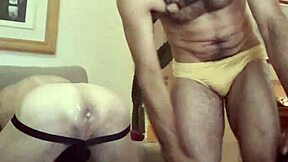 Gay amateur's hardcore fisting scene in a bareback video