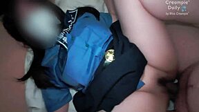 A plump student gets naughty and gets a creampie in the bedroom