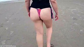 Amateur couple has rough sex on the beach with a blonde and a big ass amateur