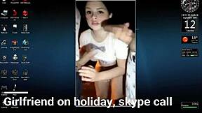 Cheating girlfriend gets naughty on Skype