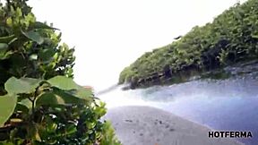 Big ass blonde gets fucked on the beach