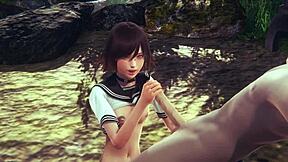 3D hentai game with hardcore Japanese action and creampies