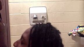 Beautiful big ass gets ass worshiped and anal creampied at a gas station bathroom
