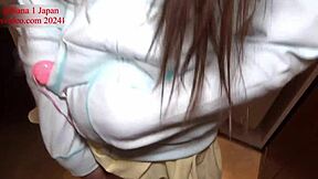 Beautiful Japanese bride, Nana Pee, in sexy cosplay masturbates