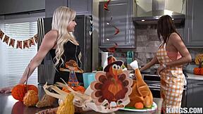 Armani Black, a milf with great big natural tits and pierced nipples has a great time on Thanksgiving