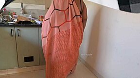 Indian man masturbates in kitchen in front of maid