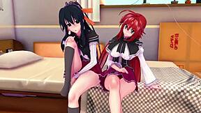 See-through magic with Rias and Akeno in DxD NTR madness