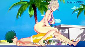 Intense threesome with Himiko, Mitsuki, and Izuku in action