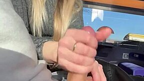 Public train sex with a curvy girlfriend and a friend who loves fingering