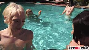 Bisexual fun with a big cock in a pool party