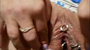 Slutty MILF enjoys anal beads and a messy creampie