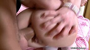 Wild young brunette gets a huge load of cum on her face