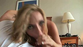 Amateur blonde gets big cock cum on her ass