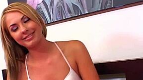 Blonde girl of 18 years old skillfully rides the guy's cock