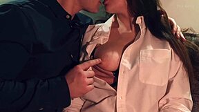 Nipple licking and gentle kisses on the neck