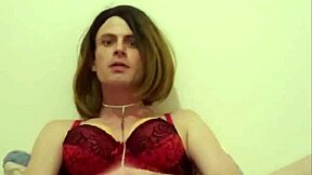 Big dick crossdresser sissy Katie dyer takes on a toy like a pro