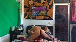 Small-titted Mexicana takes on two cocks in a threesome