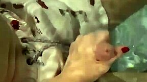 Hot tub session with a mature granny and her step cousin's big cock