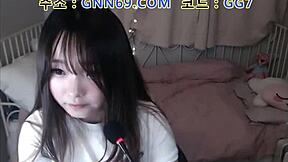 Chatting about this cute Korean BJ in mesh stockings teasing me