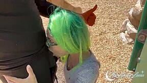 Caught in the act: Amateur couple suck and deepthroat in public