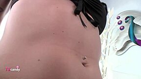 Shemale tempts cameraman with solo masturbation