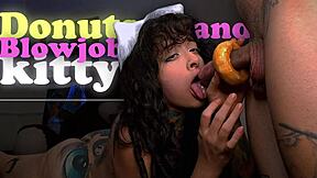 Brunette with big ass enjoys a sloppy blowjob