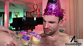 Brunette stripper Ashley Graham milks a big cock in this birthday video