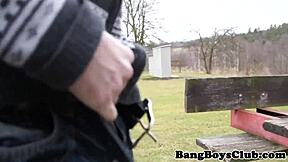 Barebacking in the great outdoors with Euro amateur