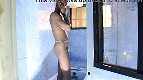 Big black cock in the bathroom with beautiful fat women