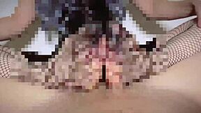 Footjob fun with a guy in fishnet tights