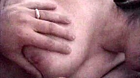 Busty brunette's cocky blowjob ends with a cumshot in her mouth
