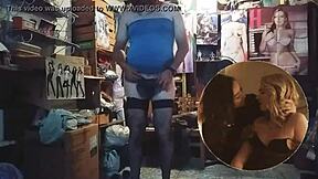 Solo crossdresser masturbates with sticky dress and sexy thong