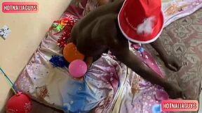 Big Ass Ebony Babe Gets Fucked by African Santa on Christmas Day