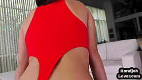 Watch a horny teen give a handjob on camera