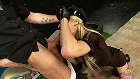 Busty blonde gets down and dirty with a naughty guy