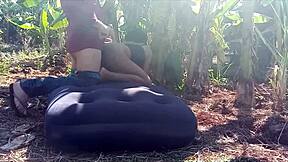 A stunning Indian brunette engages in intense anal sex in the great outdoors