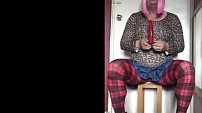 A bisexual cross dresser shows off her deepthroat skills