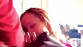 Homemade video of a blonde choking on a big black cock