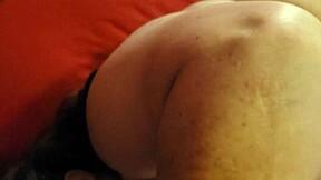 Fatty babe gives a blowjob to a big black cock