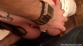 Tiffany's big natural tits get a titty fucking and cumshot