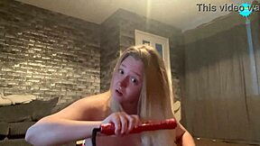 Horny amateur shows off her big tits and shaved pussy