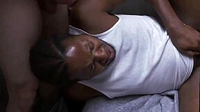 Interracial gay sex with twink and three cops