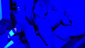 Gay couple indulges in rough anal play in blue room