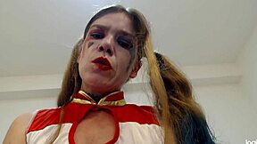 Amateur European girl Harley quinn masturbates and cums
